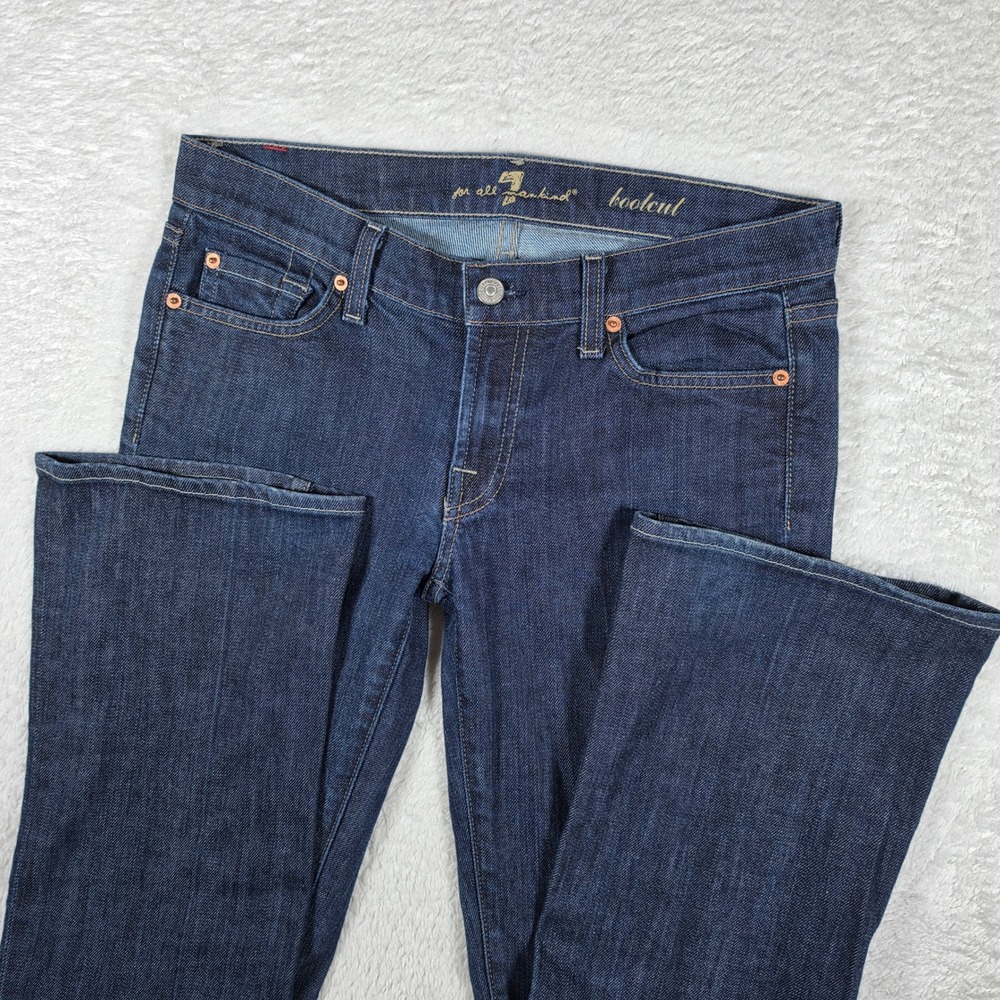 7 For All Mankind Bootcut Womens 29 Dark Blue Stretch Denim Jeans U075080U-080U